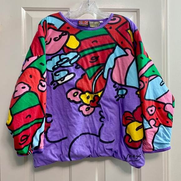 RARE 1987 Vintage Peter Max Neomax double sided/reversable puffy sweatshirt - Picture 8 of 11